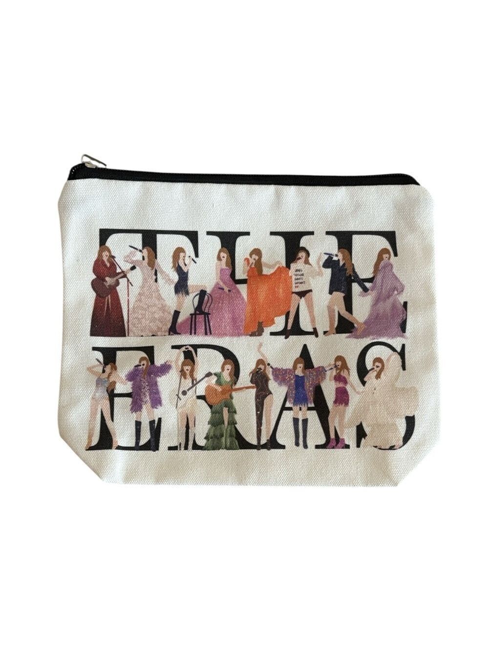 Taylor Swift The Eras Canvas Makeup Bag Tour Inspired Cream Multi New